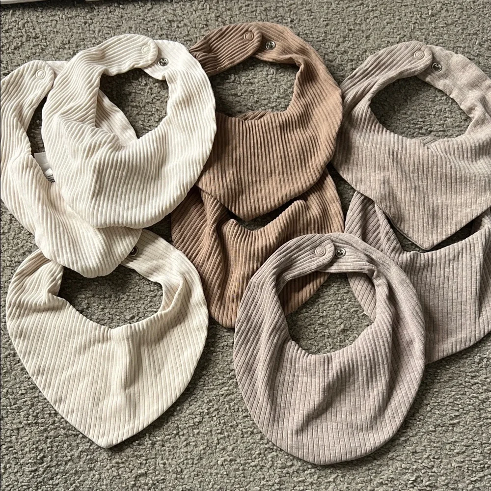 H&M Neutral Ribbed Baby Bandana Bibs - Set of 8